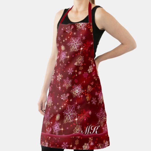  Snowflakes Pattern Red ID846 Schort (Insitu)