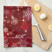  Snowflakes Pattern Red ID846 Theedoek (Quarter Fold)