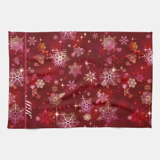  Snowflakes Pattern Red ID846 Theedoek (Horizontaal)