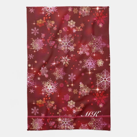  Snowflakes Pattern Red ID846 Theedoek (Verticaal)