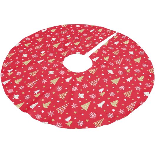 Snowflakes Pattern Red Kerstboom Rok (Gekanteld)