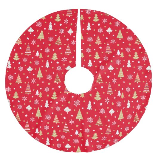 Snowflakes Pattern Red Kerstboom Rok (Voorkant)