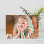 Snowflakes Peace Foto met kerstfeestdag Feestdagenkaart (Staand voorkant)