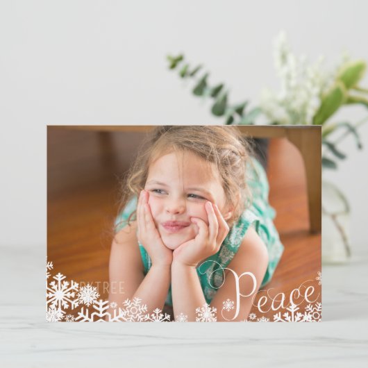 Snowflakes Peace Foto met kerstfeestdag Feestdagenkaart (Staand voorkant)