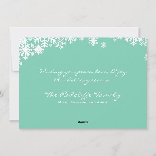 Snowflakes Peace Foto met kerstfeestdag Feestdagenkaart (Achterkant)