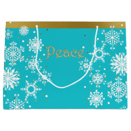 Snowflakes Peace Holiday Gift Bag Large Cadeautasje