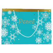 Snowflakes Peace Holiday Gift Bag Large Cadeautasje (Achterkant)