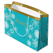 Snowflakes Peace Holiday Gift Bag Large Cadeautasje (Achterkant Gekanteld)