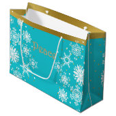 Snowflakes Peace Holiday Gift Bag Large Cadeautasje (Voorkant Gekanteld)