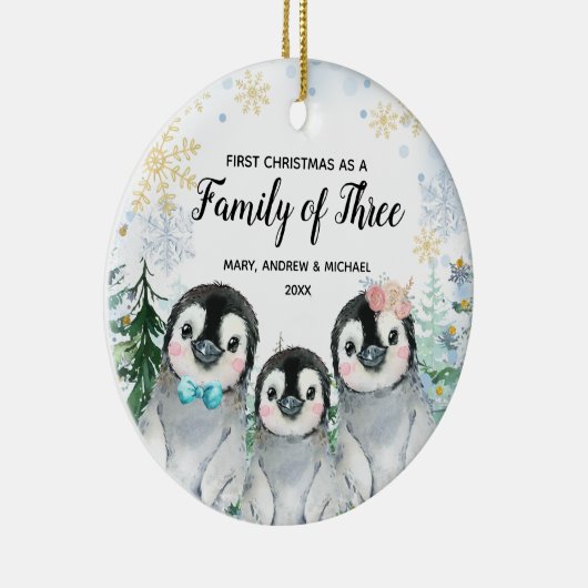 Snowflakes Penguin 1 Kerstmis als familie van 3 Keramisch Ornament (Rechts)