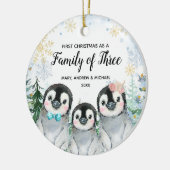 Snowflakes Penguin 1 Kerstmis als familie van 3 Keramisch Ornament (Links)