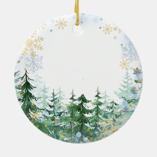 Snowflakes Penguin 1 Kerstmis als familie van 3 Keramisch Ornament (Achterkant)