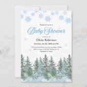Snowflakes Pine Trees Winter Baby Shower Kaart (Voorkant)