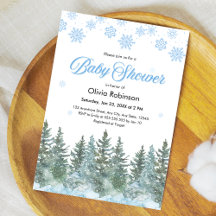 Snowflakes Pine Trees Winter Baby Shower