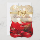 Snowflakes, Poinsettia Company kerst Party Kaart (Voorkant)