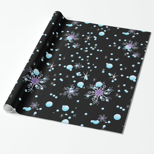Snowflakes "pretkerst" cadeaupapier (Uitgerold)