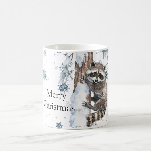 Snowflakes Racoon Winter Christmas Koffiemok (Center)