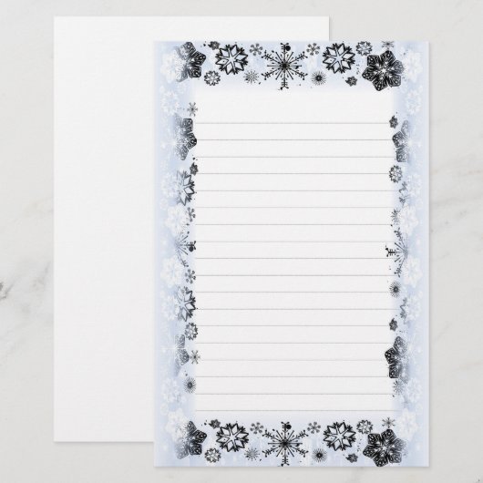 Snowflakes rand geschreven papier (Voorkant / Achterkant)