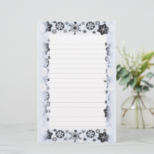 Snowflakes rand geschreven papier (Staand voorkant)