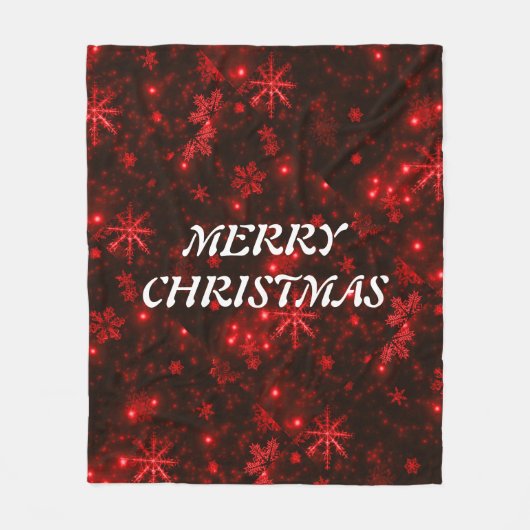 Snowflakes Red Background Fleece Blanket (Voorkant)