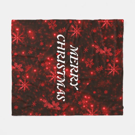 Snowflakes Red Background Fleece Blanket (Voorkant (Horizontaal))