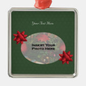Snowflakes Red Bows Holiday Foto Ornament (Voorkant)