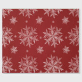 Snowflakes Red Holiday Kerstmis Cadeaupapier (Vlak)