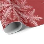 Snowflakes Red Holiday Kerstmis Cadeaupapier (Rol Hoek)