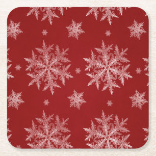 Snowflakes Red Holiday Kerstmis Kartonnen Onderzetters