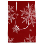 Snowflakes Red Holiday Kerstmis Medium Cadeauzakje (Achterkant)