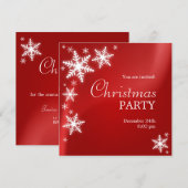 Snowflakes Red Kerstparty uitnodiging (Voorkant / Achterkant)