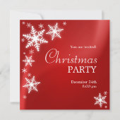 Snowflakes Red Kerstparty uitnodiging (Voorkant)