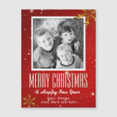 Snowflakes Red Merry Kerstmis, 5x7 Photo Magnet (Voorkant)