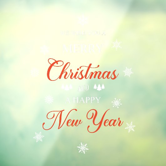 Snowflakes Red Merry Kerstmis Cling Raamsticker (Vel 3)