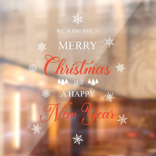 Snowflakes Red Merry Kerstmis Cling Raamsticker (Vel 2)