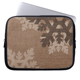 Snowflakes Robuuste stijl Faux Burlap-accessoire Laptop Sleeve