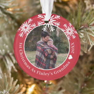 Snowflakes Rood 1 Kerstmis als Grootmafoto Ornament