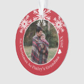 Snowflakes Rood 1 Kerstmis als Grootmafoto Ornament (voorkant)