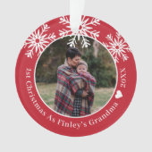 Snowflakes Rood 1 Kerstmis als Grootmafoto Ornament (voorkant)