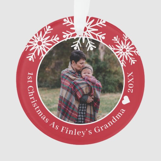 Snowflakes Rood 1 Kerstmis als Grootmafoto Ornament (voorkant)