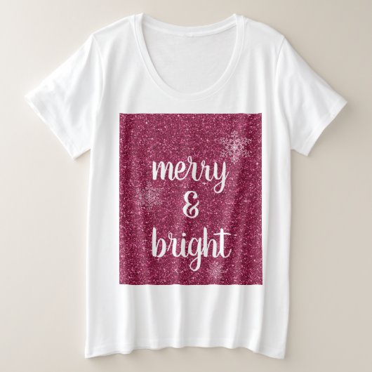 Snowflakes, rood glitter grote maat t-shirt (Design voorkant)
