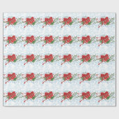 Snowflakes Rood-groene kerstkleuren Bow Berries Cadeaupapier (Vlak)