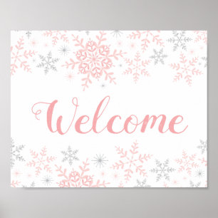 Snowflakes Roze Baby Girl Shower Welkomstbord Poster