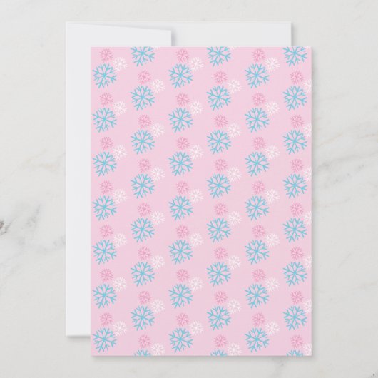 Snowflakes Roze Blauw Geslacht Winterspelen Kaart (Achterkant)
