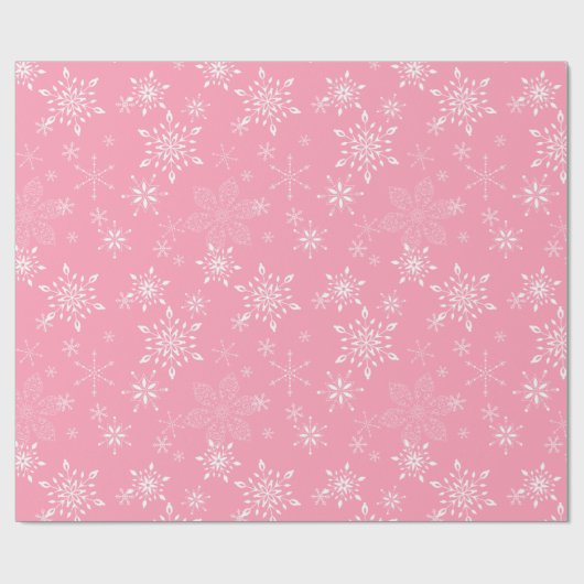 Snowflakes Roze Cadeaupapier (Vlak)