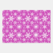 Snowflakes, roze en Paars Inpakpapier Vel (Voorkant 3)