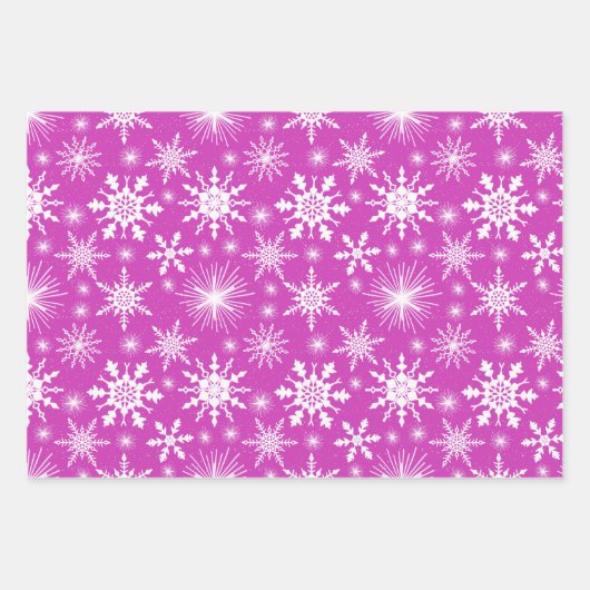 Snowflakes, roze en Paars Inpakpapier Vel (Voorkant 3)
