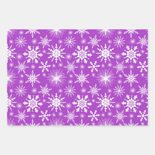 Snowflakes, roze en Paars Inpakpapier Vel (Voorkant 2)