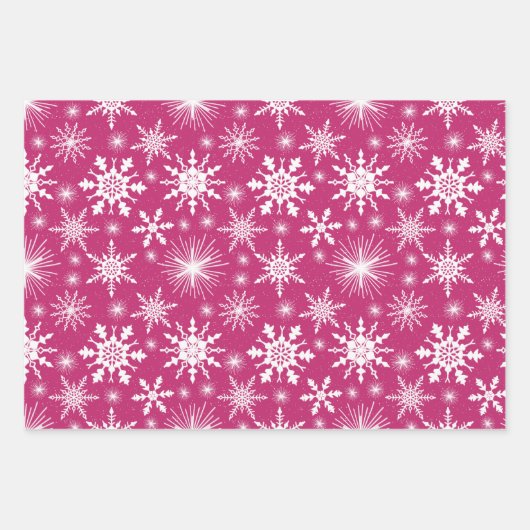 Snowflakes, roze en Paars Inpakpapier Vel (Voorkant)