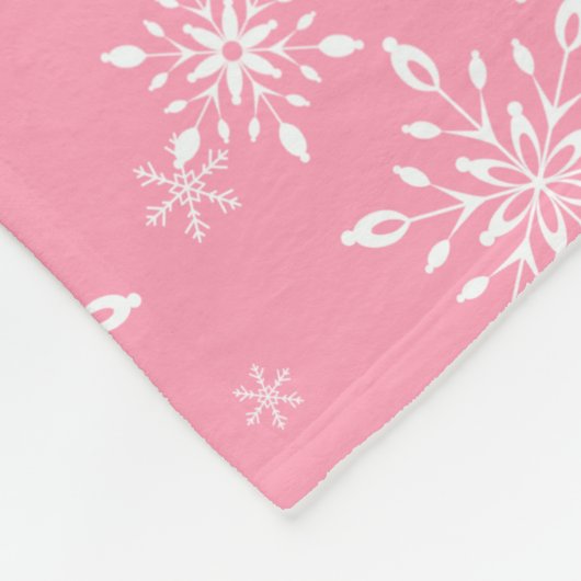 Snowflakes Roze Fleece Deken (Hoek)